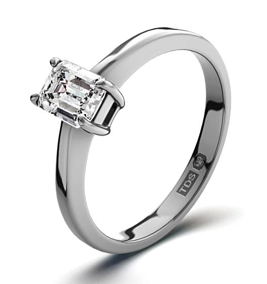 Engagement Ring Certified Emerald Cut Diamond 0.33CT H/SI 18K Gold